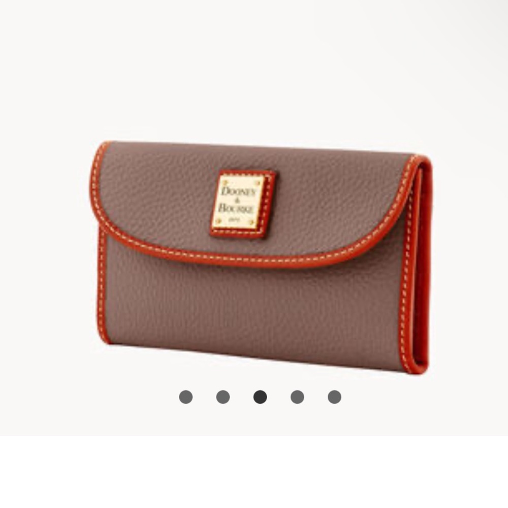 NEW🧡 Dooney & Bourke Pebble Grain Continental Clutch (“Elephant”/Orange)